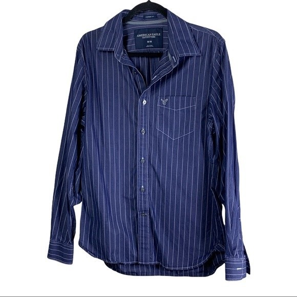 American Eagle Button Down Vintage Fit Top Blue & White Size: M - Picture 1 of 4